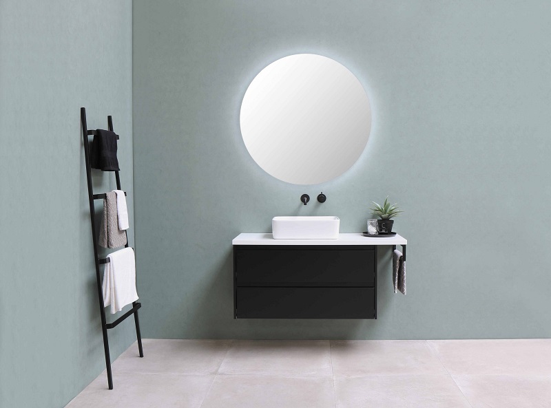 Frameless bathroom mirror